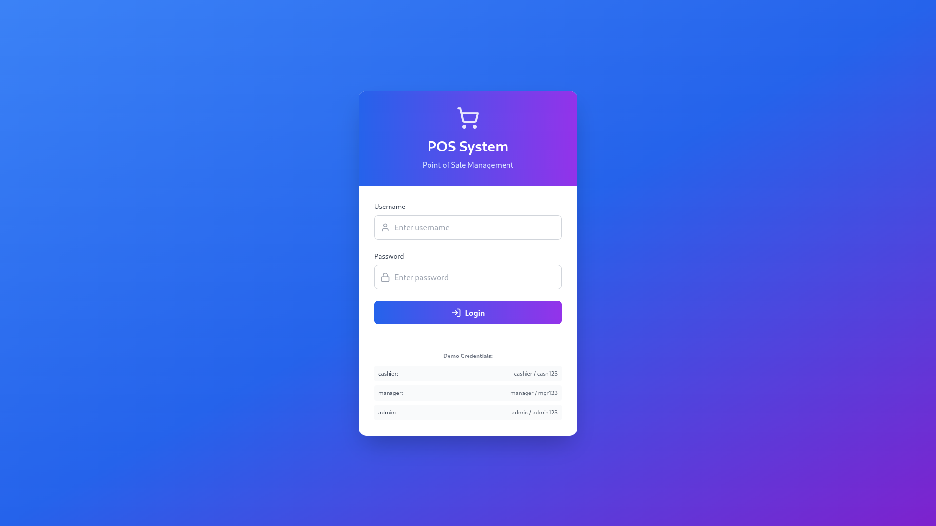 POS Login & Dashboard