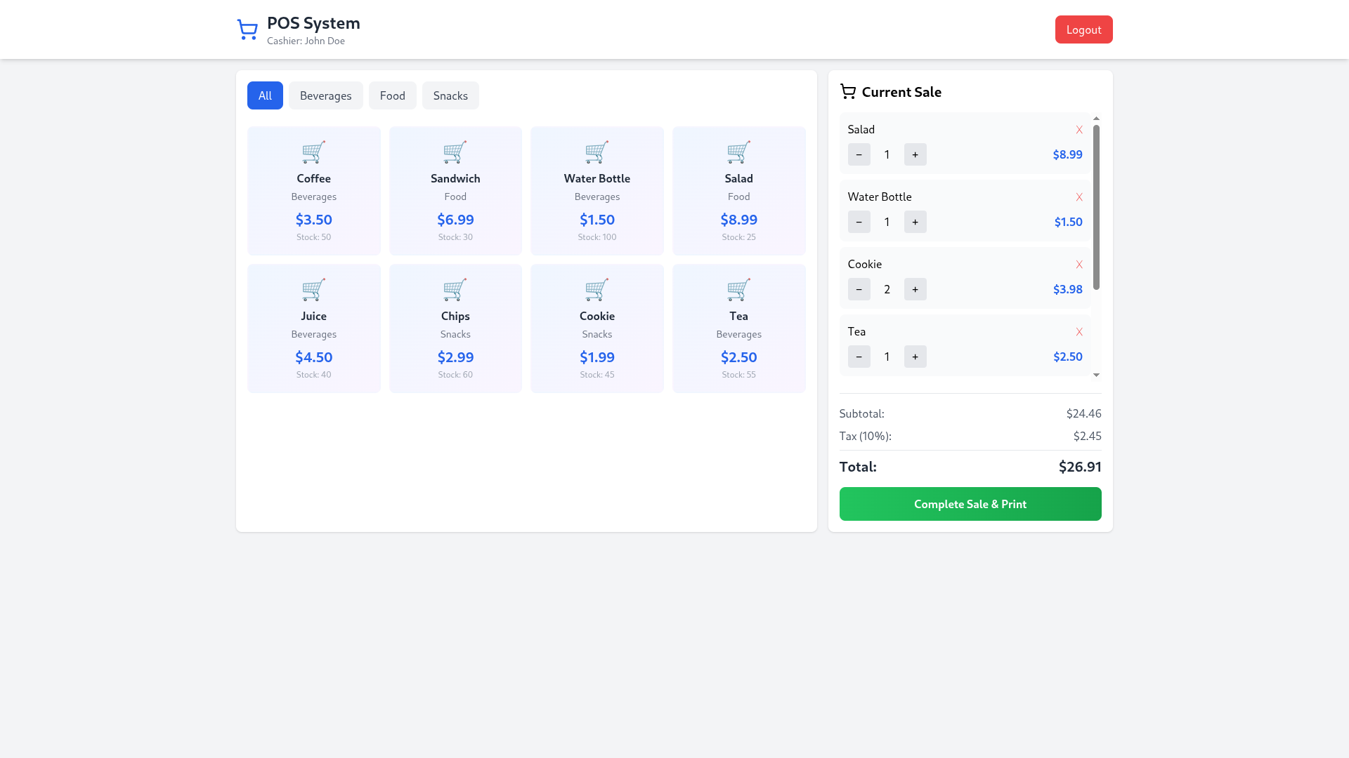 POS Checkout Interface